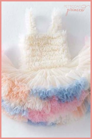 white ruffle rainbow tutu dress