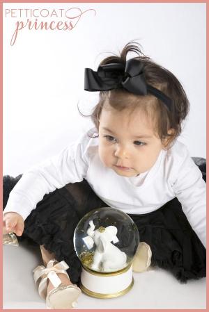 noir black petticoat tutu and grosgrain bow ribbon headband