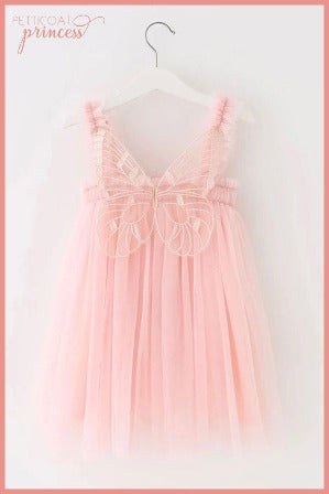 soft ballet pink tulle dress with butterfly wings