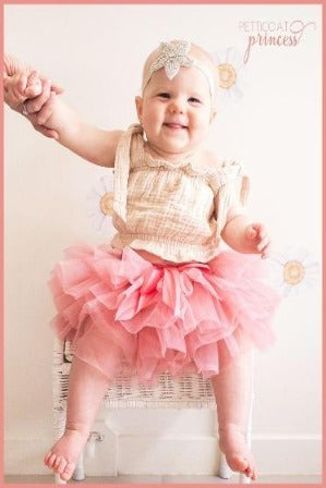 Rose pink soft ruffle tutu bloomers for cake smash photos