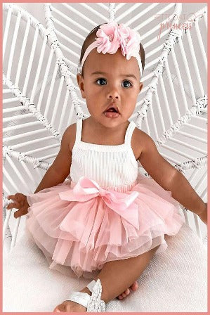Baby pink ballet ruffle tutu bloomers for birthday photos