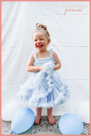 ice blue soft ruffle pettidress tutu