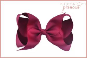 large burgundy cherise red grosgrain ribbon bow hair clip 