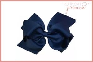 large navy blue grosgrain ribbon bow hair clip 