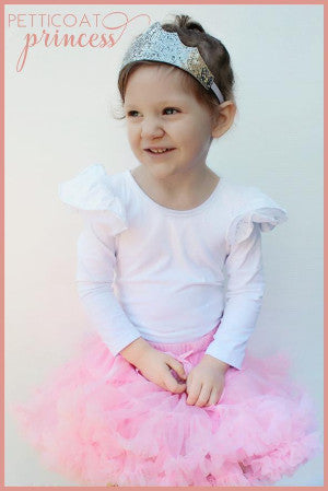 Musk baby pink petticoat tutu with silver mini tiara princess crown