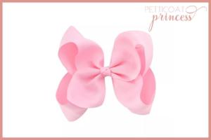 large light baby pink grosgrain ribbon bow hair clip 