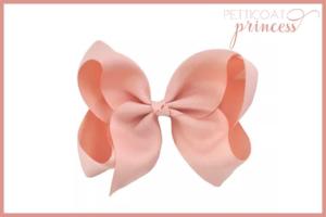 large sorbet coral pink champagne grosgrain ribbon bow hair clip 