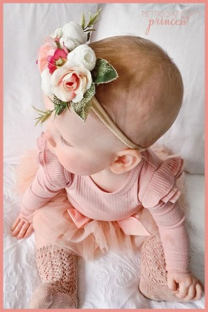 pink mixed Flower crown for newborn photo shoot