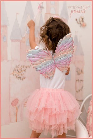 Pink rainbow wings and wand set for fairy princess