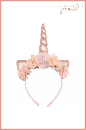 rose gold flower unicorn headband for party