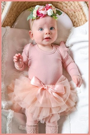 Peach tutu bloomers and flower crown