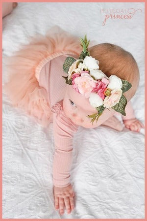 Mixed pink flower crown headband for baby with tutu bloomers